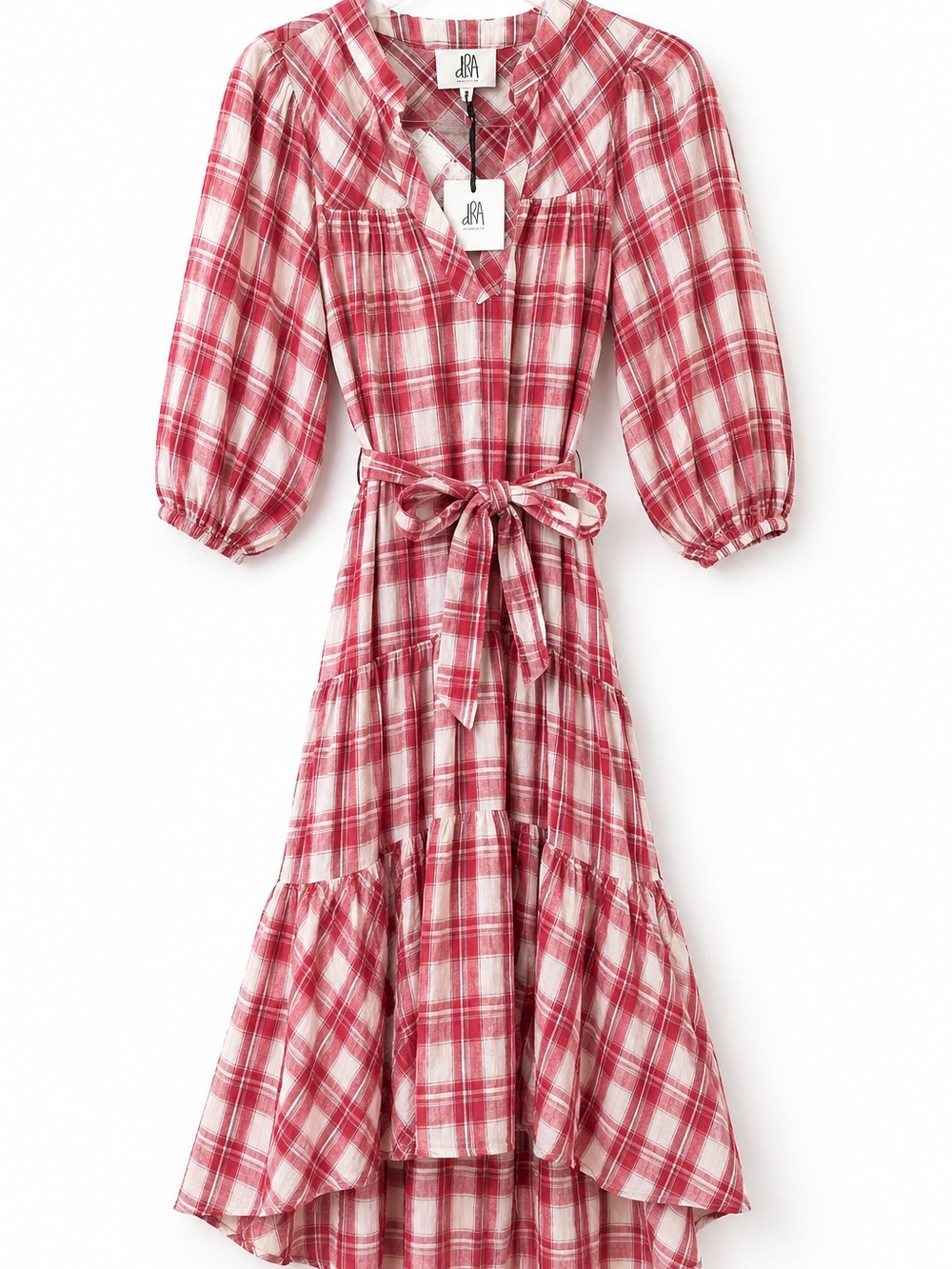 Anthropologie dRA Plaid Prairie Midi Dress Cottagecore Tiered XS NWT Boho - Picture 2 of 5